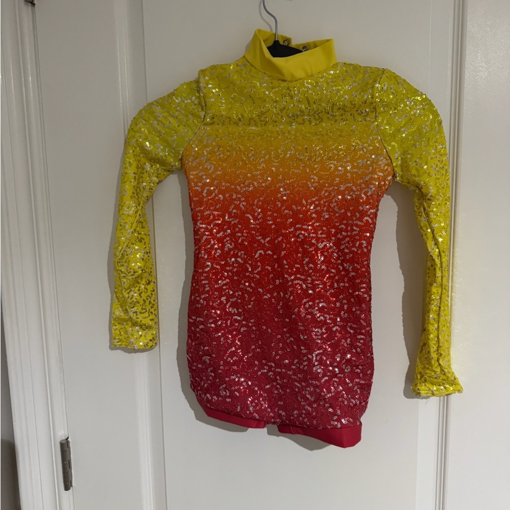 Yellow and Red Sequin Long Sleeve Weissman Costumes